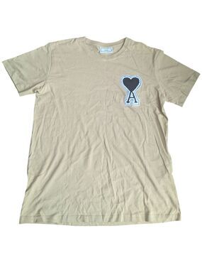 Ami Tan Short Sleeve Tee with Heart Design